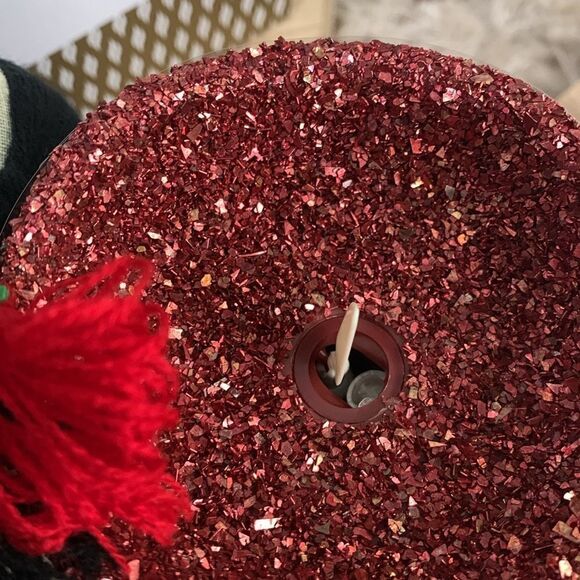 Luminara Red Glitter 7” Red Pillar Flameless Indoor Candle With Remote - Picture 9 of 17